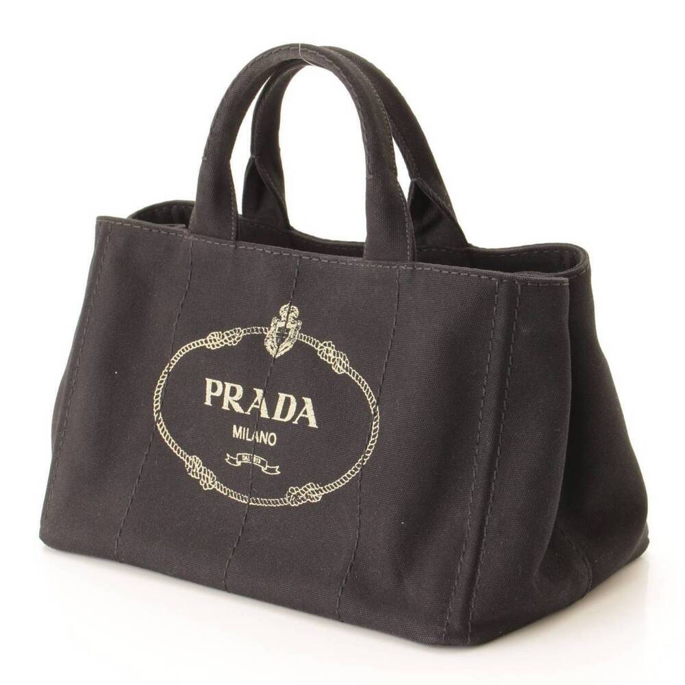 Prada Handbag Hand Black 2way Shoulder Tote Canvas Canapa